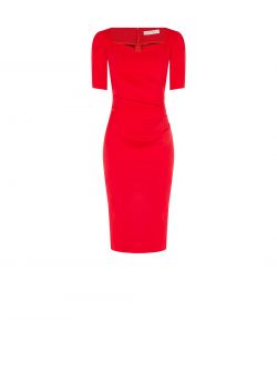Red Sheath Dress in Milano Stitch with Sweetheart Neckline det_4