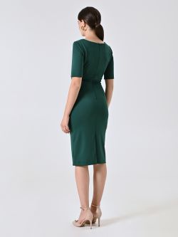 Orchid Pink Sheath Dress in Milano Stitch with Sweetheart Neckline det_3