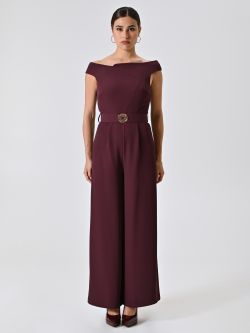 Tuta Bordeaux con Scollo Drappeggiato det_1