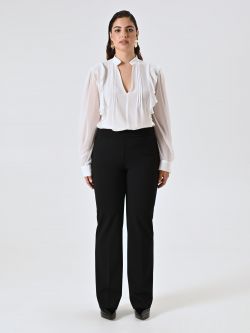 Curvy Black Palazzo Trousers in Scuba Crepe det_1