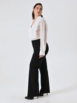 Curvy Black Palazzo Trousers in Scuba Crepe in_i7