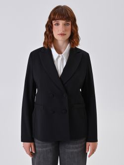 Curvy Black Double-Breasted Jacket det_2