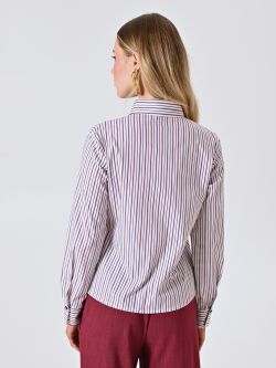 Camisa a rayas burdeos con lazo det_3