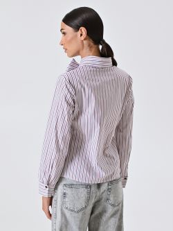 Gestreifte Bluse in Bordeaux mit Schleife det_3