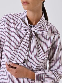 Gestreifte Bluse in Bordeaux mit Schleife in_i5