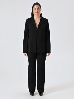Curvy Black Jacket with Zip in Scuba Crepe det_1