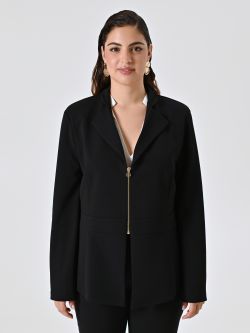 Curvy Black Jacket with Zip in Scuba Crepe det_2