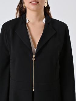 Curvy Black Jacket with Zip in Scuba Crepe in_i5