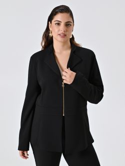 Curvy Black Jacket with Zip in Scuba Crepe in_i7
