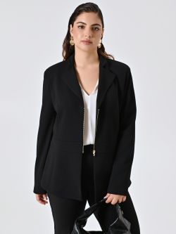 Curvy Black Jacket with Zip in Scuba Crepe sp_e1