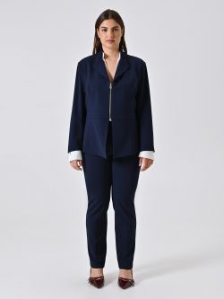 Veste curvy bleue avec fermeture éclair en néoprène det_1