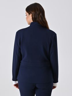 Veste curvy bleue avec fermeture éclair en néoprène det_3