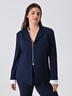 Veste curvy bleue avec fermeture éclair en néoprène in_i7