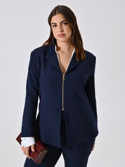 Veste curvy bleue avec fermeture éclair en néoprène sp_e1