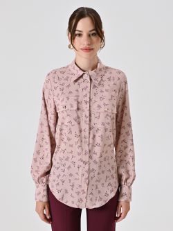 Floral Print Shirt in Pink and Burgundy det_2