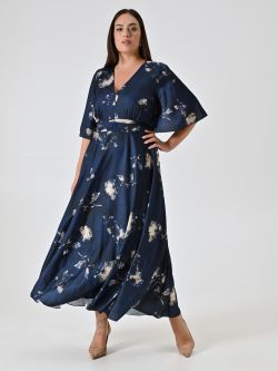 Vestido curvy azul con estampado floral in_i7