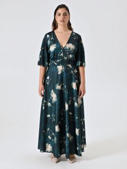 Curvy Long Green Floral Dress det_1