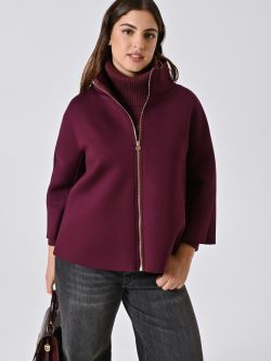 Abrigo curvy estilo capa de neopreno burdeos sp_e1