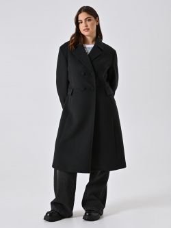 Cappotto Curvy Nero in Velour in_i7