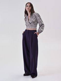 Blaue Palazzohose mit Bundfalten aus Funktionsgewebe in_i7