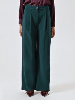 Pantaloni Palazzo Bordeaux con Pinces in Tessuto Tecnico  det_2