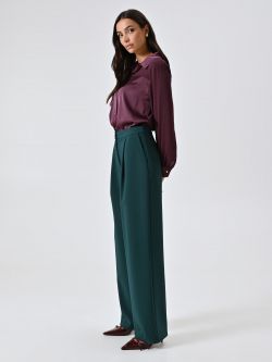 Pantaloni Palazzo Bordeaux con Pinces in Tessuto Tecnico  in_i7