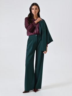 Pantaloni Palazzo Bordeaux con Pinces in Tessuto Tecnico  sp_e1