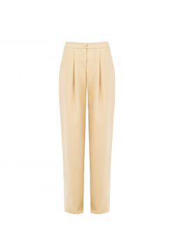 Dark Beige Palazzo Trousers with Darts in Technical Fabric det_4