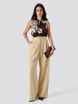 Dark Beige Palazzo Trousers with Darts in Technical Fabric sp_e1