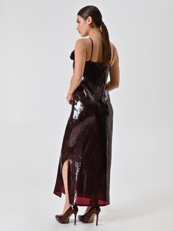 Paillettenkleid in Bordeaux det_3
