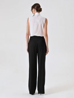 Black Tailored Trousers with Pleats det_3