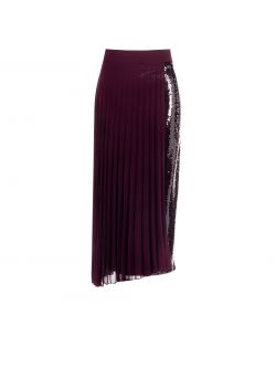 Burgundy Pleated Skirt with Sequins det_4
