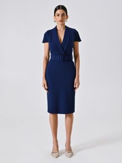 Robe fourreau bleue en néoprène det_1
