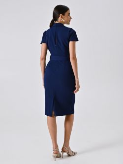 Robe fourreau bleue en néoprène det_3