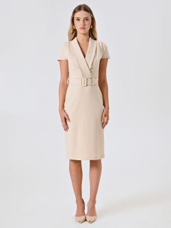 Tubino Beige Chiaro in Scuba Mano Crepe det_1