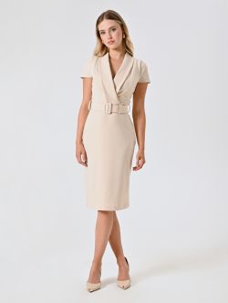 Tubino Beige Chiaro in Scuba Mano Crepe in_i7