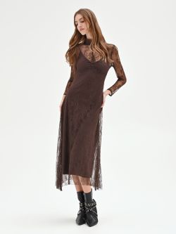 Chocolate Lace Midi Dress in_i7