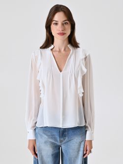 White Blouse with Ruffles and Gold Chain det_2