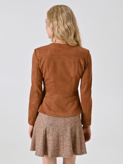 Brown Dainetto-effect Leather Jacket det_3