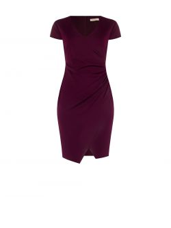 Curvy Burgundy Sheath Dress in Scuba Crepe det_4