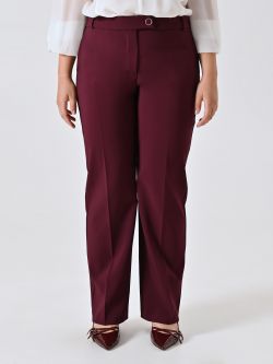 Curvy Wide Trousers in Burgundy Technical Fabric det_2