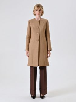 Cappotto Cammello con Sciarpa Removibile  det_1