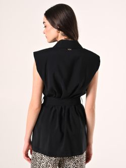 Black Viscose-Blend Waistcoat det_3