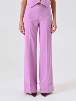 Pantaloni Rosa Orchidea Ampi con Maxi Risvolto in Tessuto Tecnico det_2
