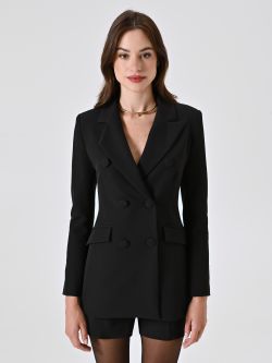 Zweireihige Jacke in Schwarz mit überzogenen Knöpfen det_2