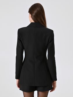 Zweireihige Jacke in Schwarz mit überzogenen Knöpfen det_3