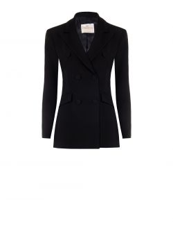 Zweireihige Jacke in Schwarz mit überzogenen Knöpfen det_4