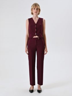 Burgundy Skinny Trousers in Technical Fabric det_1