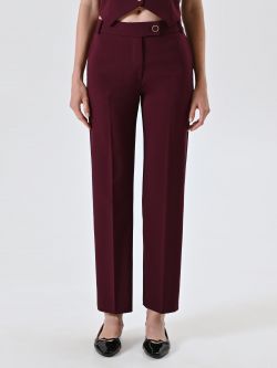 Pantaloni Bordeaux Skinny in Tessuto Tecnico det_2