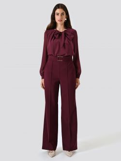 Burgundy Technical Fabric Trousers with Geometric Buckle det_1
